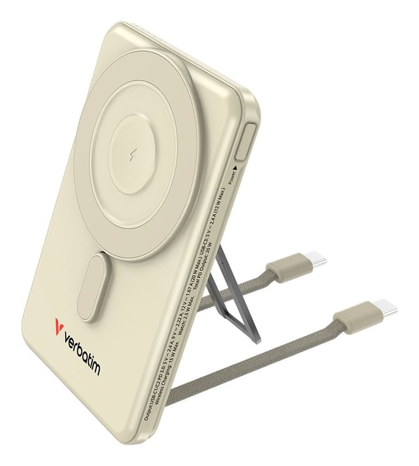 Verbatim Charge 'n' Go - Trådløs nødlader - magnetisk, to kabler - 5000 mAh - 38.5 Wh - 20 watt - 2.4 A - PD 3.0, Fast Charge, Apple 2.4A, QC 3.0 -...