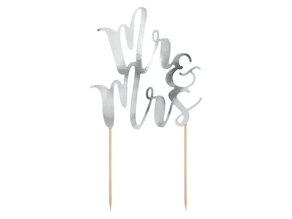 PartyDeco Mr & Mrs, Kake, Sølv, Tre, Voksen, Unisex, 50 stykker