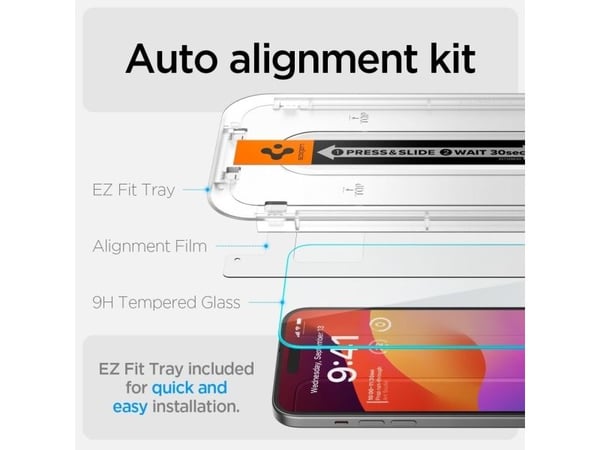 Spigen Glas.TR FC iPhone 15 6.1" "EZ FIT" herdet glass svart ramme AGL06908