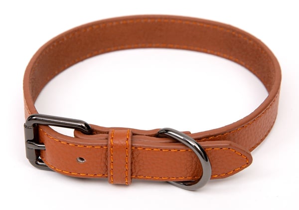 Paw Love - Halsbånd læder hund (Medium) - Cognac