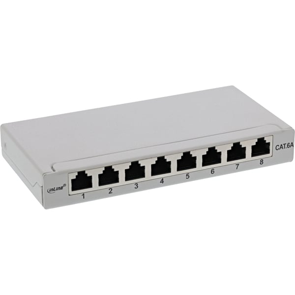InLine 76818I, RJ45, Cat6a, Veggmontering, 0.5U, Grå, IEC 60603-7-5