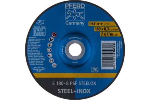 PFERD E 180-8 PSF STEELOX, metall, 8500 o/min, 18 cm, 8,3 mm, 10 stk.