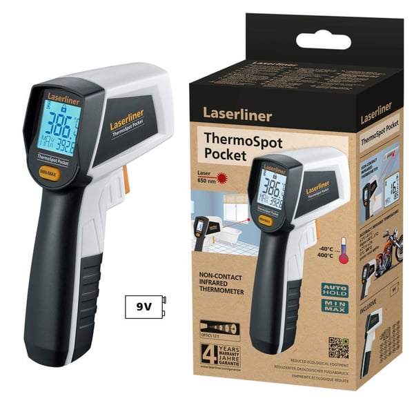 Laserliner ThermoSpot Pocket, 95 mm, 132 mm, 37 mm, 144 g, Svart, Grå, °C
