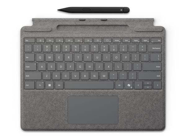 Microsoft Surface Pro näppäimistö + ohut kynä, QWERTY, kosketuslevy, Microsoft, Surface Pro 11 Surface Pro 10 Surface Pro 9 Surface Pro 8, Platin, ...