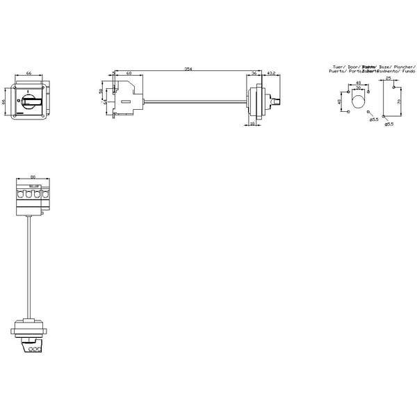 Siemens lastbryter, rød, gul, 4-polet, 35 mm², 63 A, 690 V/AC, 3LD25171TL13, 4P, IP65, 91 mm, 110 mm, 450 mm, 95 mm