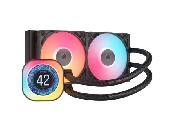 Corsair iCUE LINK TITAN 240 RX LCD, All-in-one-nesteenjäähdytin, 12 cm, 300 RPM, 2100 RPM, Musta