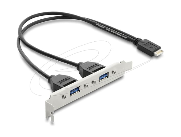 Delock - USB-panel - 20 pin USB Typ E (hane) till USB (hona) - 35.5 cm - upp till 5 Gbps dataöverföringshastighet - svart