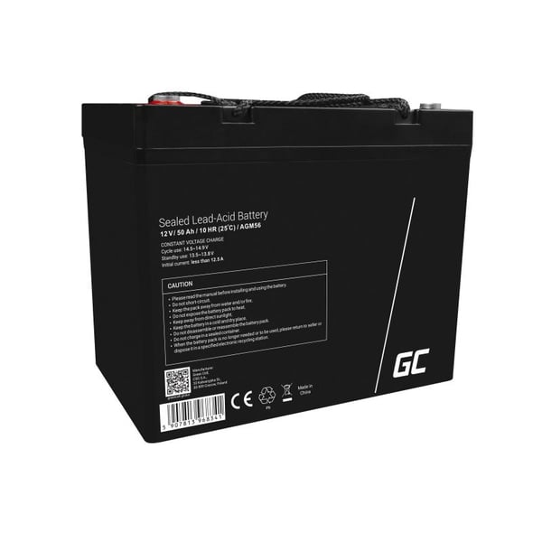 Green Cell AGM VRLA 12V 50Ah vedlikeholdsfritt batteri for gressklipper, scooter, båt, rullestol