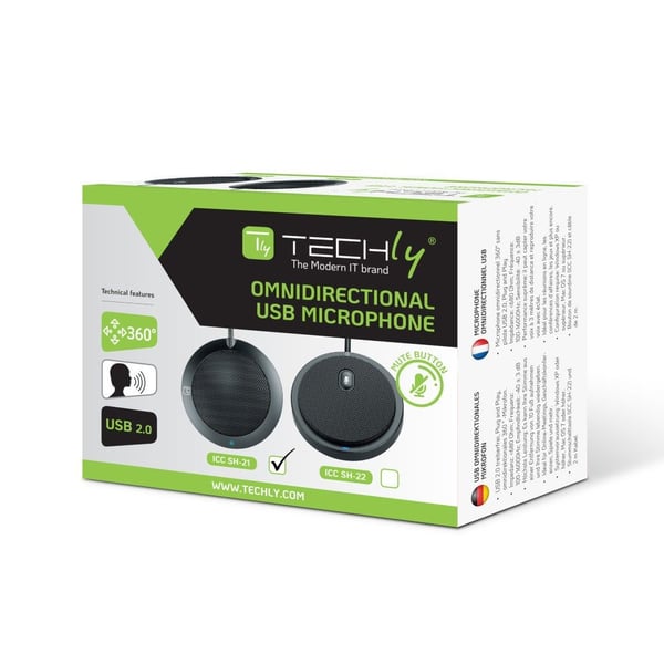 Techly ICC SH-21, Konferensmikrofon, -40 dB, 100 - 16000 hz, 60 dB, 110 dB, Rundtagande