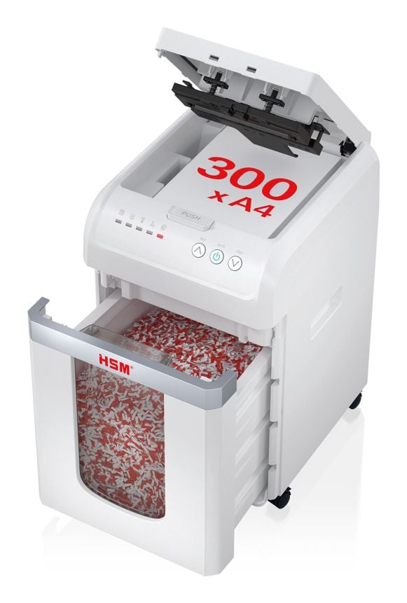 HSM Autofeed X300, Silpuksi leikkaava, 23 cm, 12 mm, 30 L, 375 arkkia, 52 dB