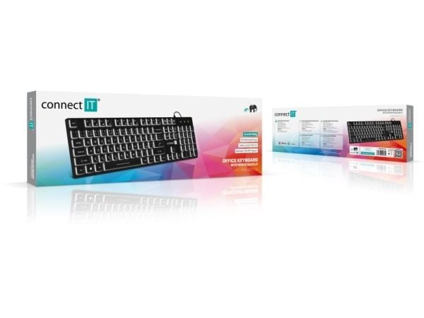 Connect IT CKB-5051-CS, Full størrelse (100 og), Koblet med ledninger (ikke trådløs), USB, Membrannøkkelbryter, Sort