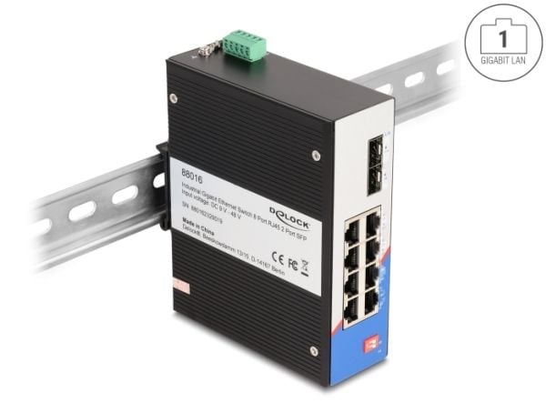 Delock - Switch - 8 x 10/100/1000 + 2 x SFP - DIN-skinnemonterbar