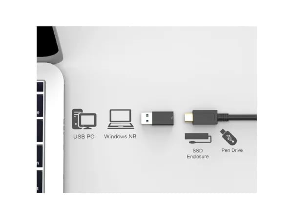 ROLINE 12.03.2998, USB-A, USB-C, Sort, Rustfritt stål