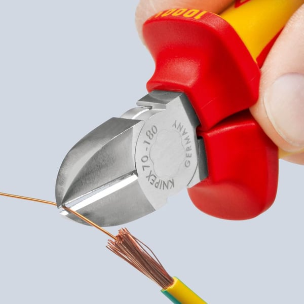 Knipex 70 06 180 T, Avbitertang, 4 mm, Stål, Plast, Oransje, Rød, 57 mm