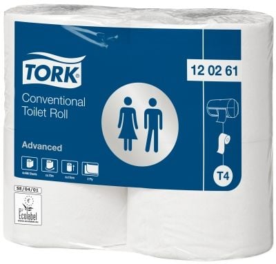 Toiletpapir Tork T4 Advanced 2-lags hvid - (24 ruller pr. karton)