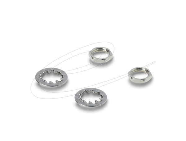 Delock ontto pistokesovitin DC 5,5 x 2,1 mm pistorasiaan, jossa on 90° kulmassa oleva kierre