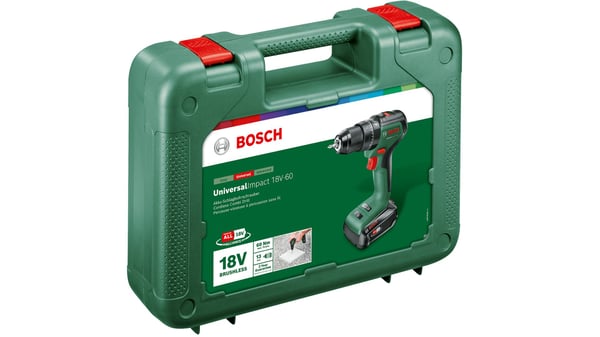 Bosch UniversalImpact 18V-60 iskuporakone, 18 V, 60 Nm, 2 Ah:n akku
