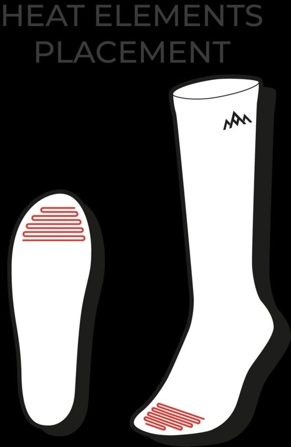 HeatX Heated Technical Socks w/batt. S - Red/Black