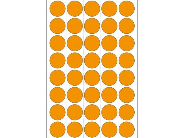 HERMA - Papir - matt - permanet adhesiv - luminøs oransje - 19 mm rund 960 etikett(er) (24 ark x 40) merkelapper
