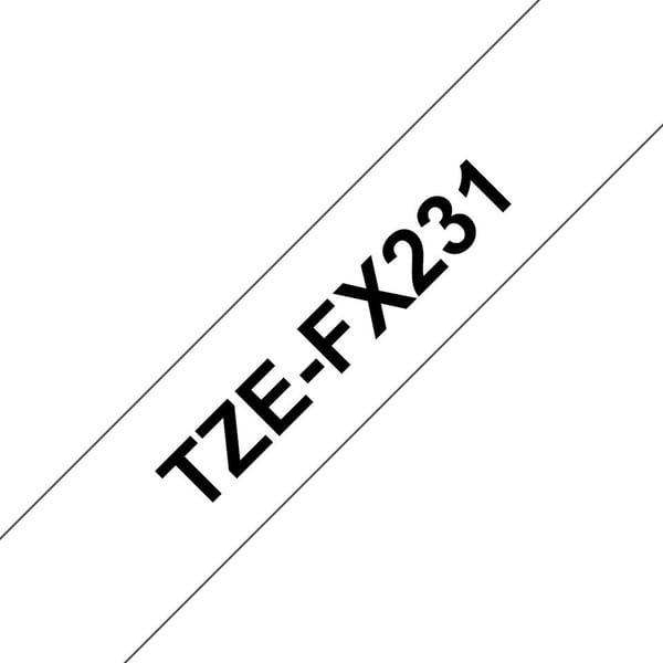 Brother TZe-FX231 - sort på hvid 12mm x 8m - fleksibelt