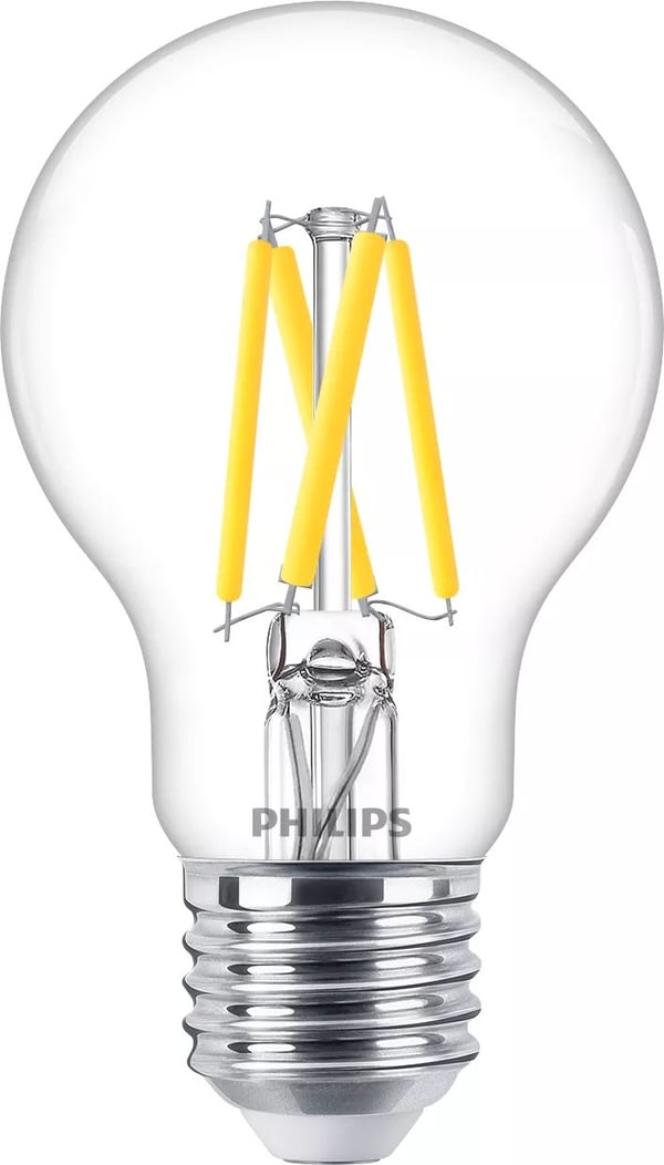 Philips - LED-glödlampa med filament - form: A60 - klar finish - E27 - 3.4 W (motsvarande 40 W) - klass D - varmt vitt ljus - 2700 K