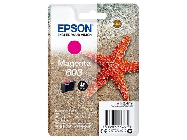 Epson 603 - 2.4 ml - magenta - original - blister - blekkpatron - for Expression Home XP-2150, 2155, 3150, 3155, 4150, 4155; WorkForce WF-2820, 284...