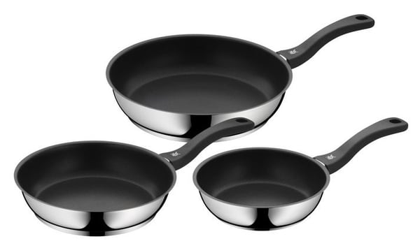 WMF 3201113818, Rund, All-bruk panne, Sort, Rustfritt stål, Keramisk, Gass, Halogen, Induksjon, 3 stykker, 340 mm