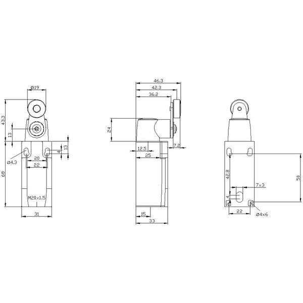 Siemens 3SE52320KK21 3SE5232-0KK21 Stoppströmbrytare 6 A Svängstång, metallstång, plastrulle IP65 1 st