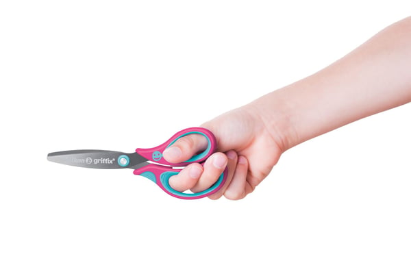 Pelikan griffix skolesaks, rund, rosa, for høyrehendte med mykt grep for komfortabel klipping, med navnefelt, - 1 stk (819022)