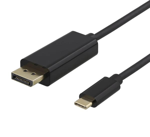 DELTACO USBC-DP100 - DisplayPort-kabel - USB-C (hane) till DisplayPort (hane) - 1 m - stöd för 4K - svart