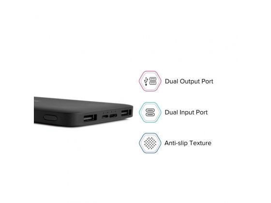 Xiaomi Redmi - Strømbank - 10000 mAh - 37 Wh - 10 watt - 2.6 A - Fast Charge - 2 utgangskontakter (USB) - svart