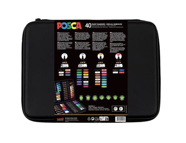 POSCA Gift Case, 40 ass. Forskellige Farver og Stregbredder