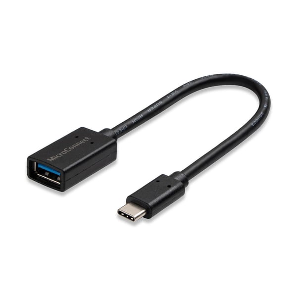 MicroConnect - USB-kabel - USB typ A (hona) till USB-C (hane) - USB 3.1 Gen1 - 20 cm - svart