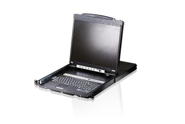 ATEN Slideaway CL5816N - KVM-konsoll med KVM-svitsj - 16 porter - PS/2, USB - 19" - kan monteres i rack - 1280 x 1024 @ 75 Hz - 1U