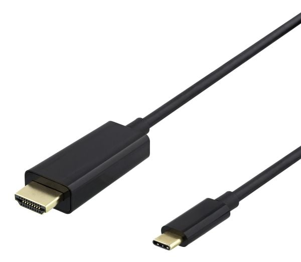 DELTACO - Adapterkabel - USB-C hann til HDMI hann - 2 m - svart - 4 K 60 Hz (4096 x 2160) støtte