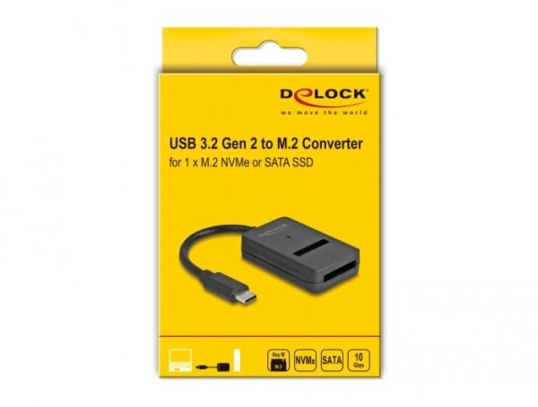 DELOCK Combo Konverter für M.2 NVMe PCIe/SATA SSD mit USB-C -muunnin DELOCK Combo Konverter für M.2 NVMe PCIe/SATA SSD mit USB-C