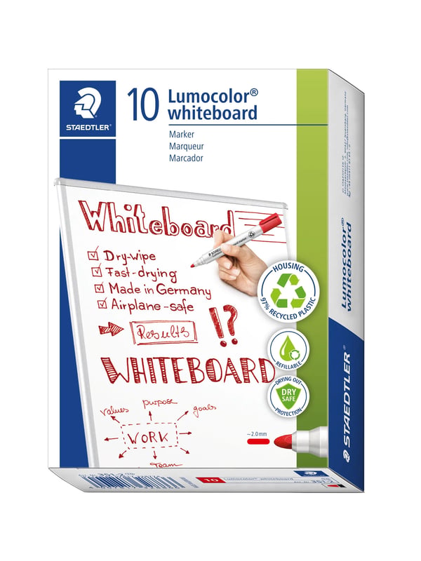 Whiteboardmarker Staedtler 351 rød Lumocolor 2,0 mm - (10 stk.)