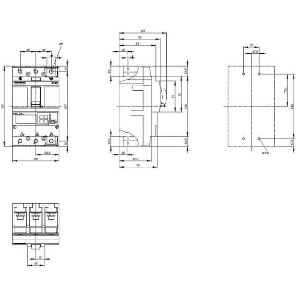 Siemens 3VA2216-5MP32-0AA0 -katkaisija, 1 kpl. Säätöalue (virta): 64–160 A Kytkentäjännite (maks.): 690 V/AC (L x K x S) 105 x 181 x 86 mm, IP40