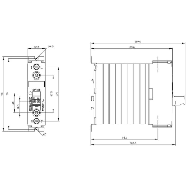 Siemens 3RF2320-1CA44 Halbleiterschütz 1 Schließer 20 A Low Noise 1 St., IP20, 95 mm, 28 mm, 108,5 mm, 147 mm, 191 g
