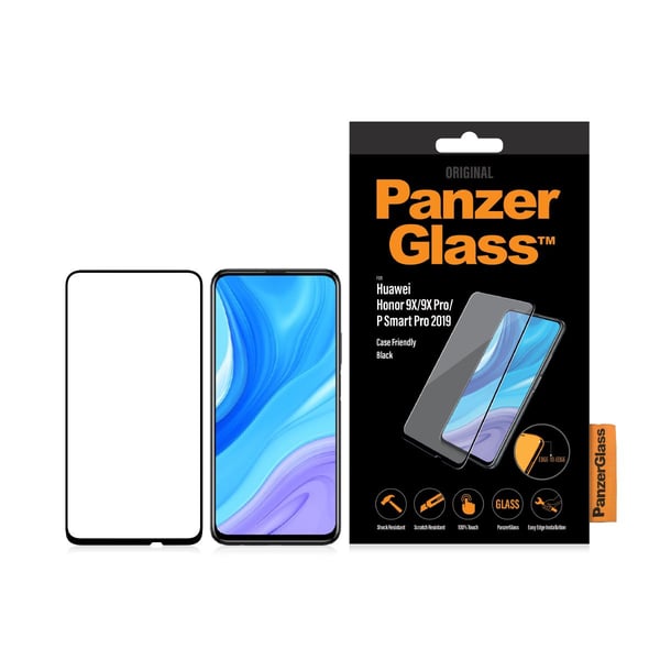 PanzerGlass - Skjermbeskyttelse for mobiltelefon - glass - rammefarge svart - for Honor 9X
