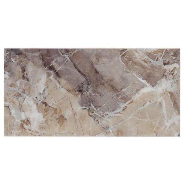 Magnetisk NAGA stænkplade 100x50 cm - glas med metal bagplade - beige marmor