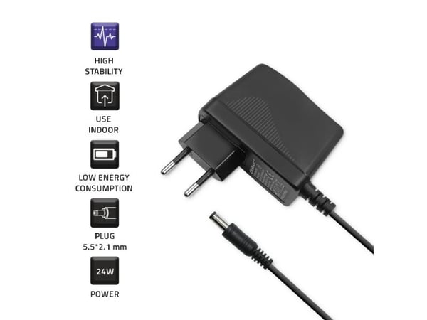 Qoltec Plug-in strømforsyning 24W | 12V | 2A | 5,5*2,1