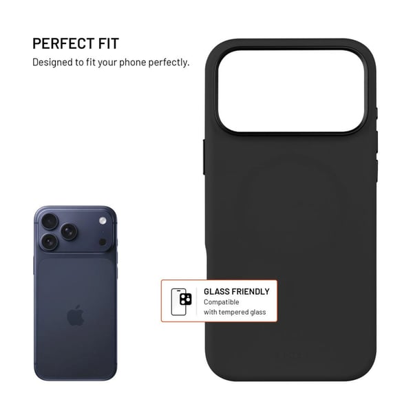 Fixed MagFlow - Baksidedeksel for mobiltelefon - MagSafe-samsvar - væskesilikon - svart - for Apple iPhone 17 Pro Max