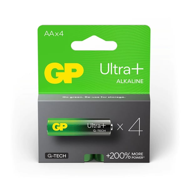 GP Batteries 03015AUPETA-B4, Kertakäyttöinen akku, AA, Alkali, 1,5 V, 4 kpl, musta, Vihreä