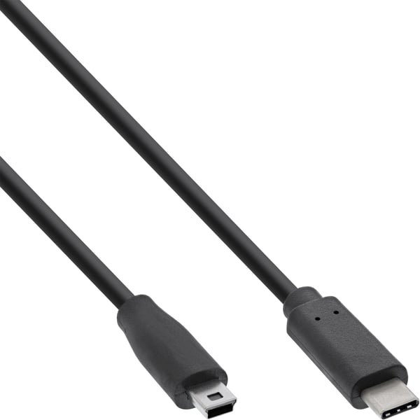 InLine USB C/USB Mini-B, 1 m, 1 m, USB C, Mini-USB B, USB 2.0, Man/Femal, Svart