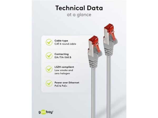 Goobay 66654, 1 m, Cat6, S/FTP (S-STP), RJ-45, RJ-45, Grå, Röd