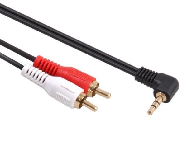 Maclean MCTV-824 - Lydkabel - kombinert lyd - mini-phone stereo 3.5 mm hann vinklet til RCA hann - 1 m - skjermet - svart