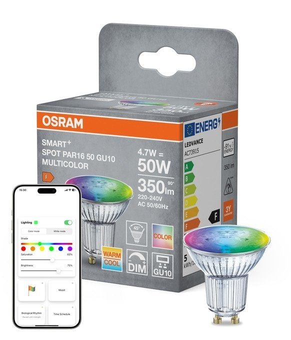 LEDVANCE SMART+ MATTER Flerfarget spot PAR16 4,7 W - GU10 smartpære