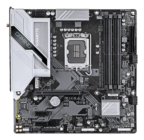 GIGABYTE B760M GAMING PLUS WIFI DDR4, Intel, LGA 1700, Intel® Celeron®, Intel Core i3 12th Gen, Intel Core i3 13th Gen, Intel Core i3 14th Gen, Int...