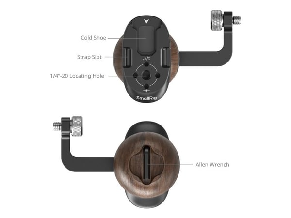 SmallRig 5237, Håndgreb til digitalt kamera, Universel, Sort, Træ, Aluminium, Træ, 86 mm, 62,5 mm